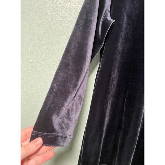 Vintage Baxter Wells Women's Navy Blue Velvet Long Sleeve Dress Size P Large - Picture 3 of 8